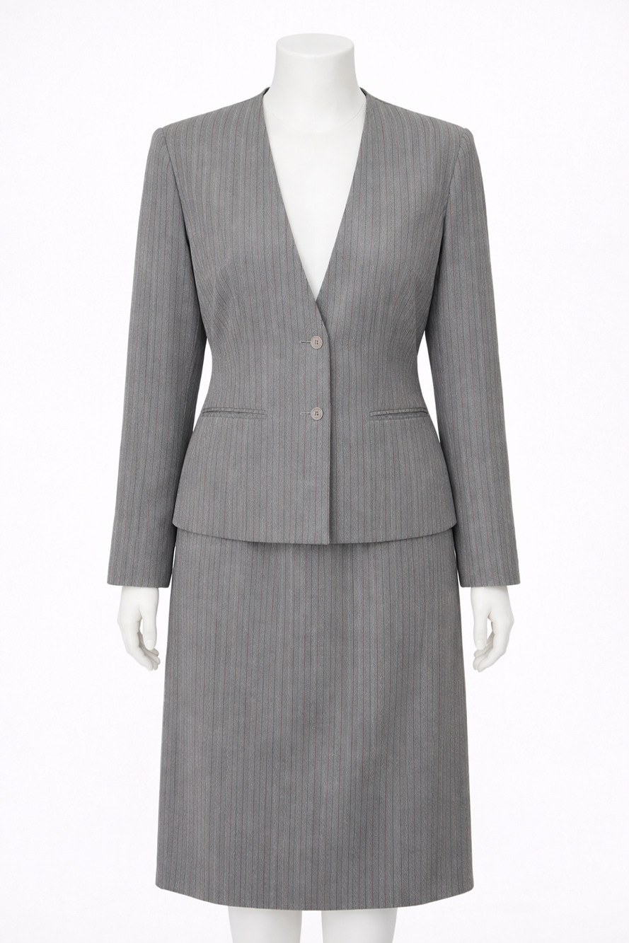 Bryn Mawr Vintage 80s Gray Pinstripe Power Skirt Suit Career Office Womens 38